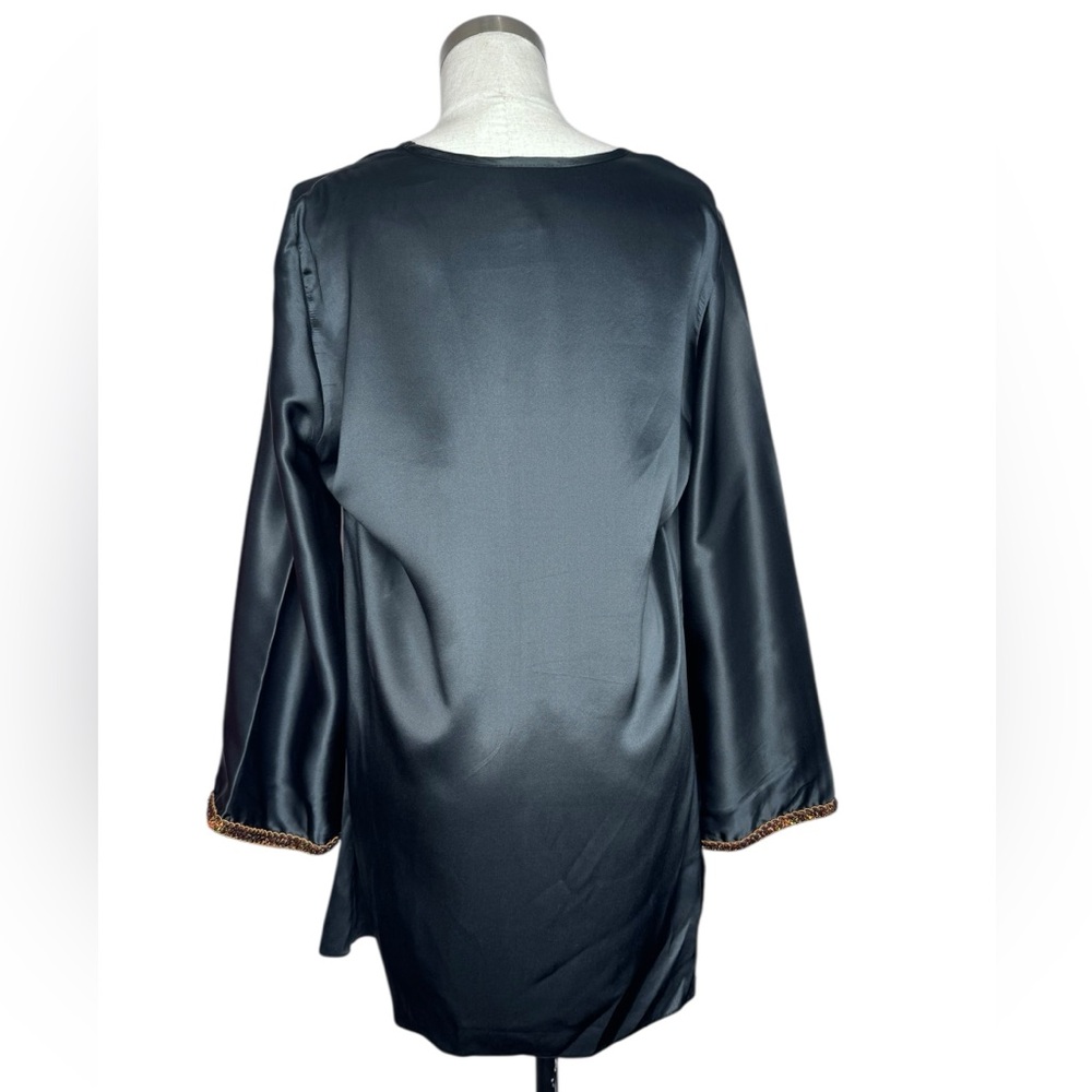 AUM Couture Silk Bohemian Goddess Top Black Tie Front S-L - Picture 4 of 10